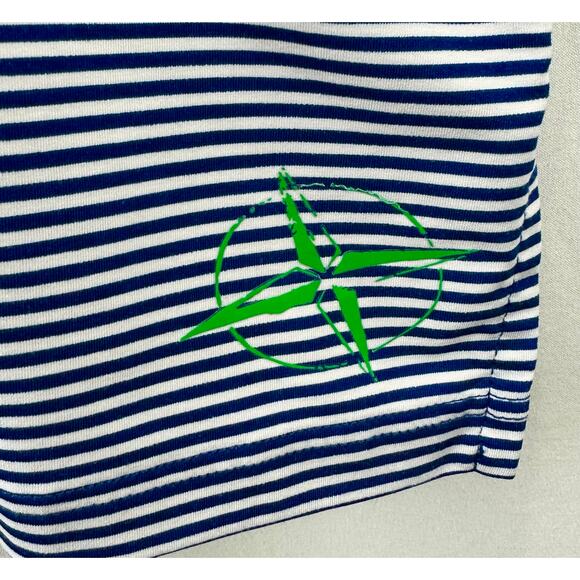 B.Draddy Sport Navy Striped Poly Blend Performance Golf Polo Men’s Size L - Picture 4 of 6